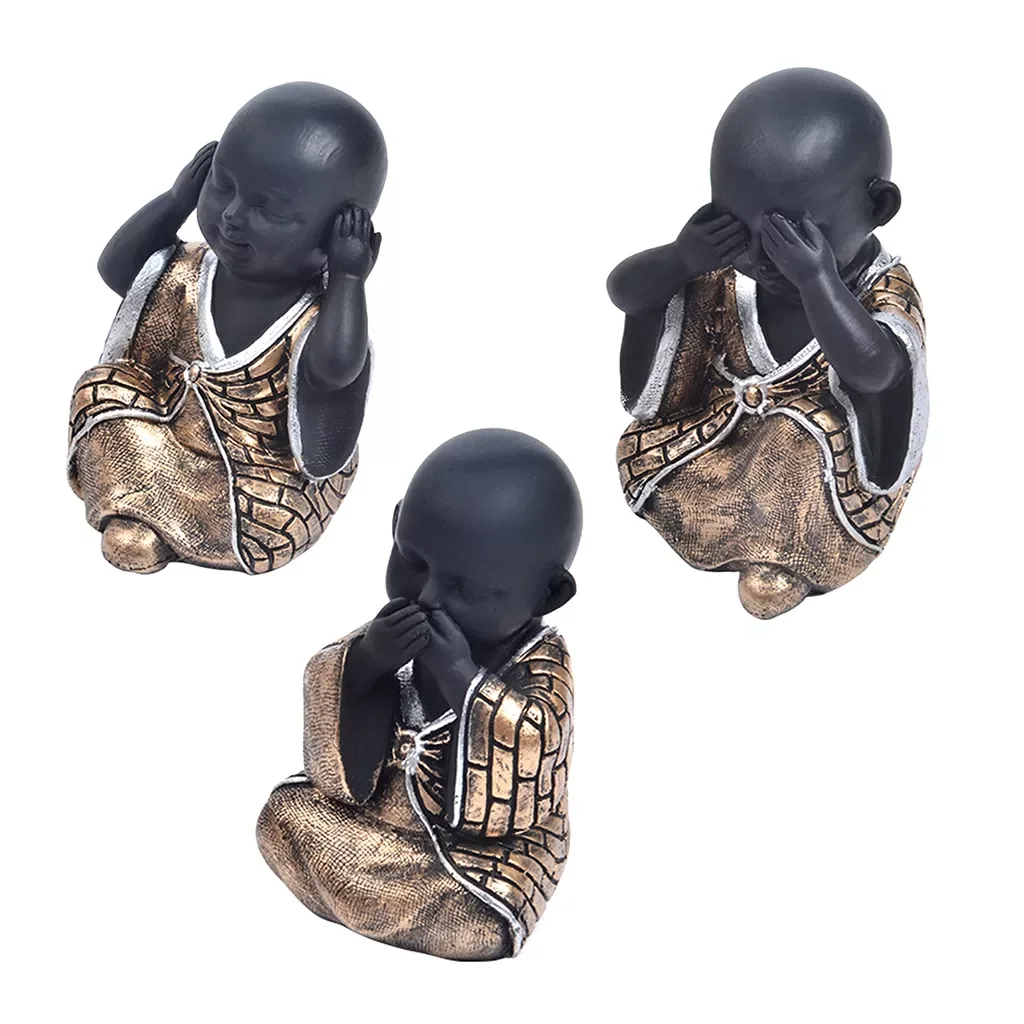 

3 упаковки, статуэтка Будды из китайской смолы, милая фигурка монаха, украшения для автомобиля, высотой 3,35 дюйма, красная/бронзовая