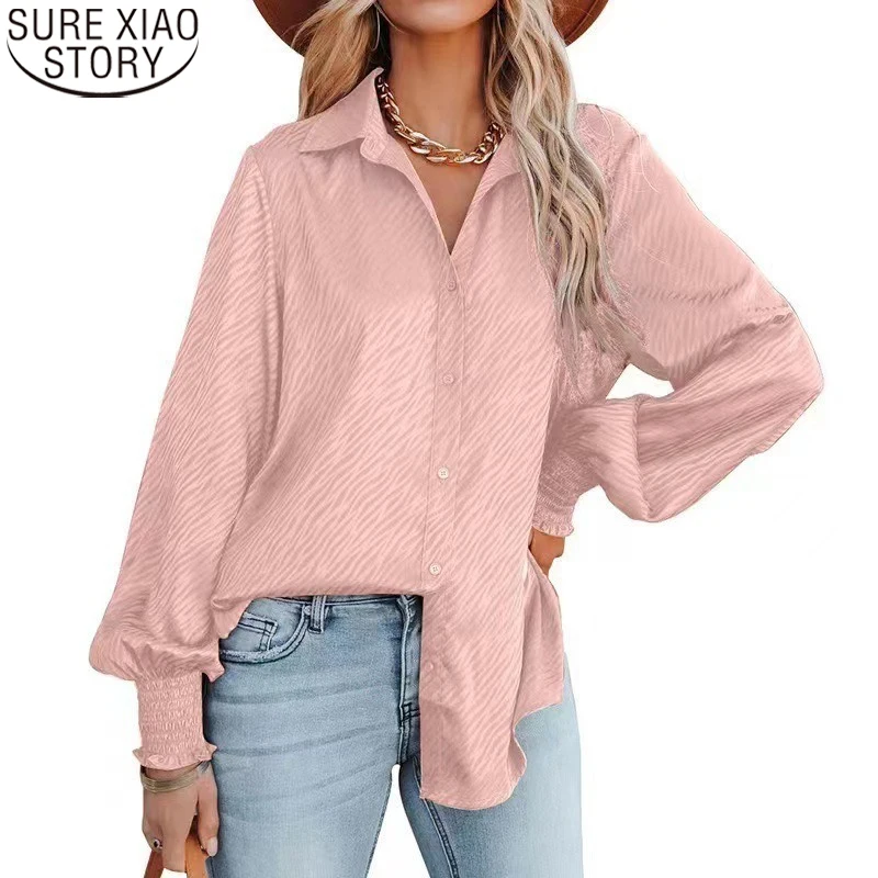 

Новинка 2022, атласная рубашка, женские топы, модная женская одежда в полоску зебры, осенне-зимняя повседневная Свободная блузка с длинным рук...