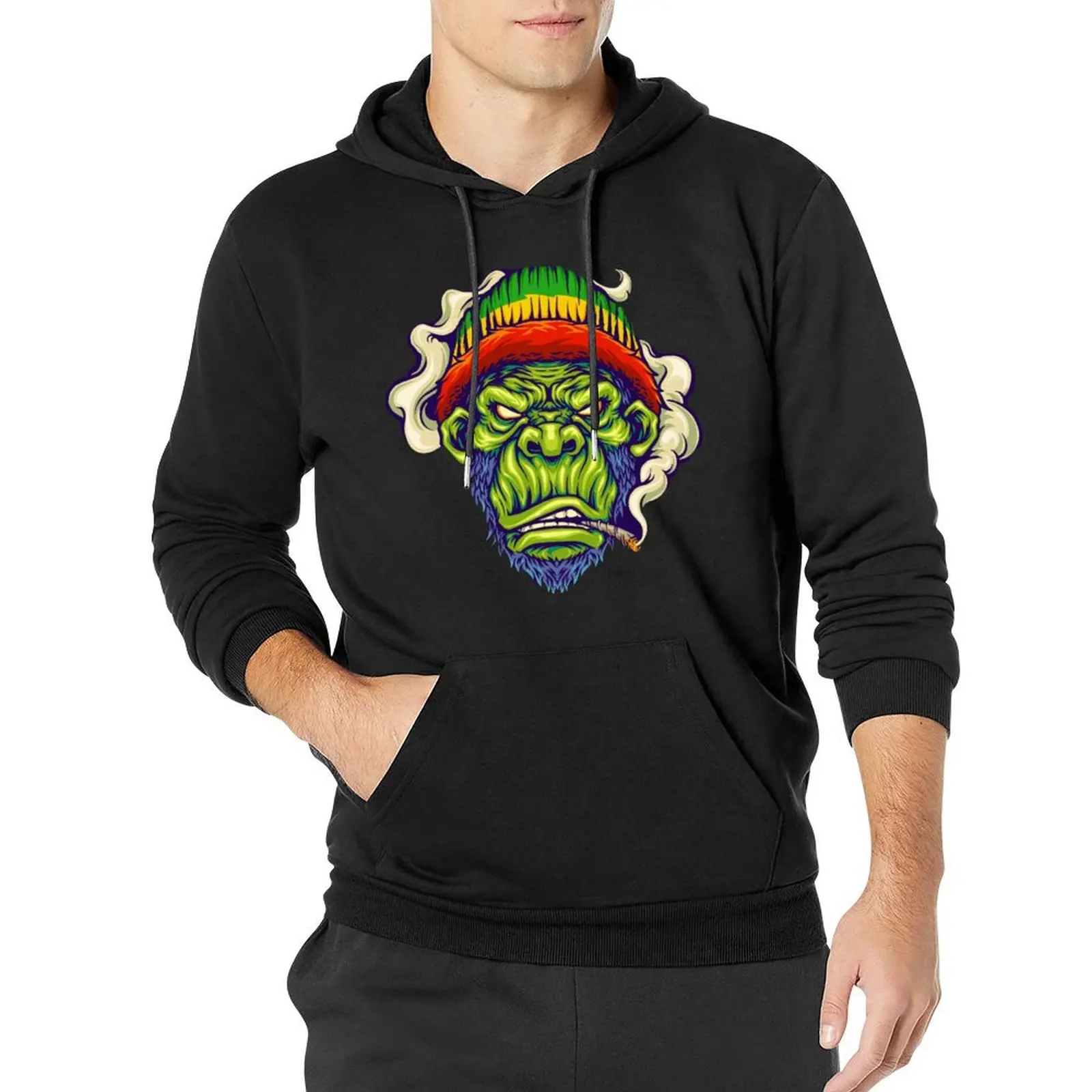 

Mad Monkey Smoking Essentials Hoodies Funny Gorilla Streetwear Hooded Sweatshirts Men Harajuku Design Oversize Pullover Hoodie