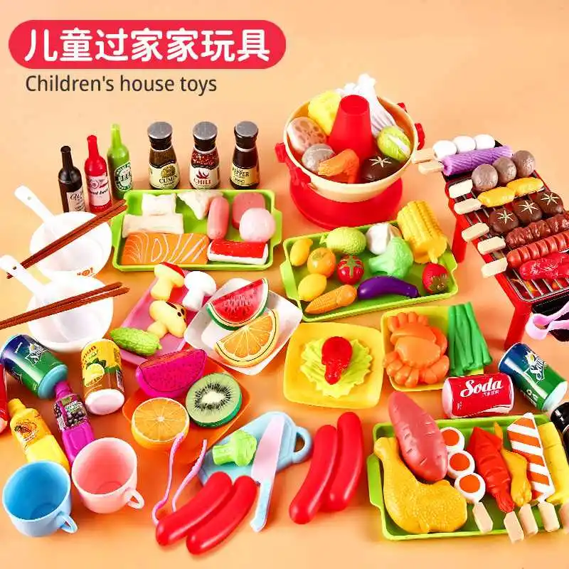 

Ролевые игрушки для кухни, имитация еды, барбекю, игрушки для приготовления пищи, Детский развивающий игровой домик, интерактивные игрушки, подарок для ребенка