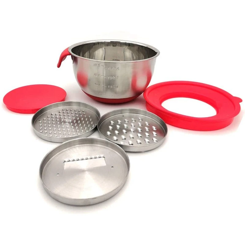 

Mixing Bowls Set Stainless Steel Salad Bowl Metal Mixing Bowls With Lids & 3 Graters,Non-Slip Bottoms Mixing Bowls