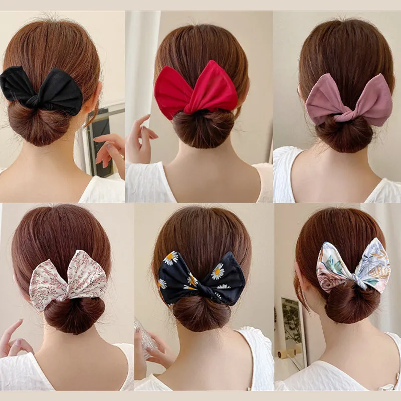 

Multicolor Deft Bun Print Headband Hairpin for Women Girl Cloth Hair Circle Bun Maker Ponytail Holder Hair Braided Accessories