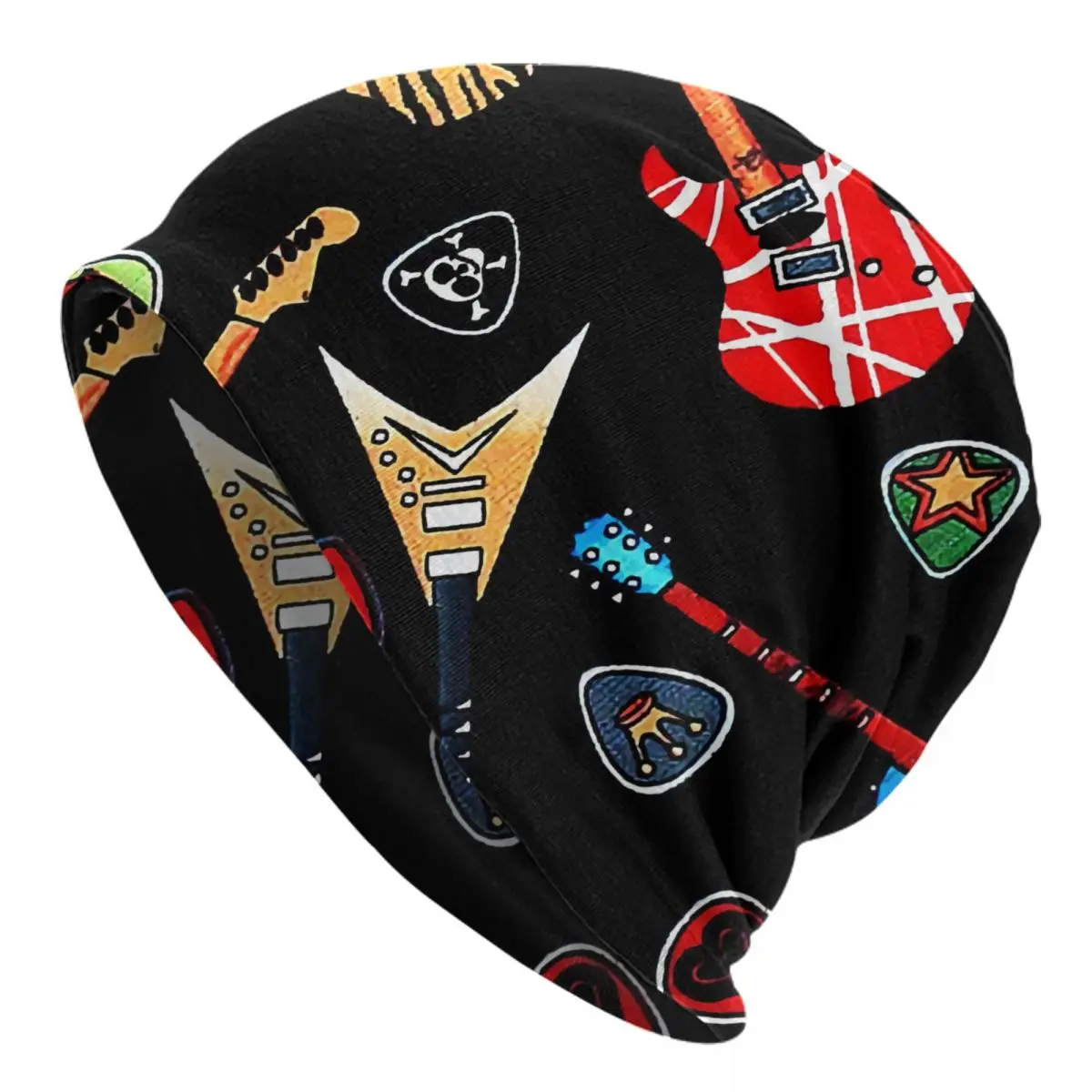 

Шапка-бини для мужчин и женщин, тонкая шапка с электрогитарами, Теплый головной убор в стиле хип-хоп, осень-весна