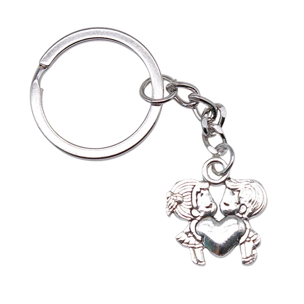 Сувениры подарок мужской брелок 2 цвета 23x21 мм подвеска в виде сердца парный