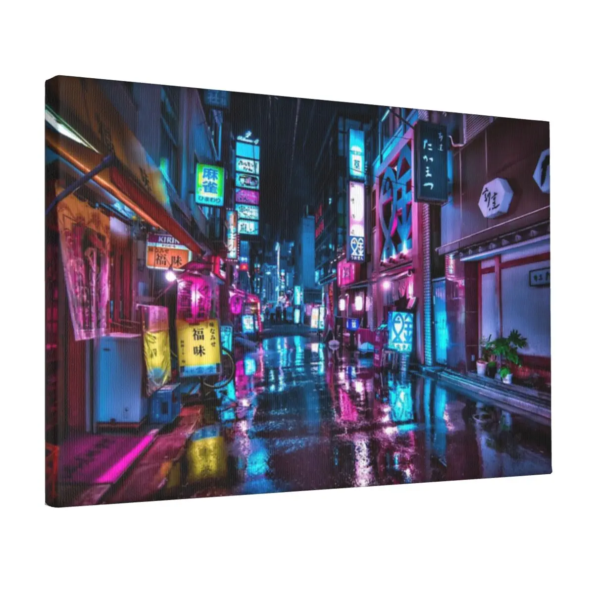 

Tokyo At Night - Shimbashi Canvas Frameless Painting With Metal Hooks Decorative Holiday Delicate Customizable