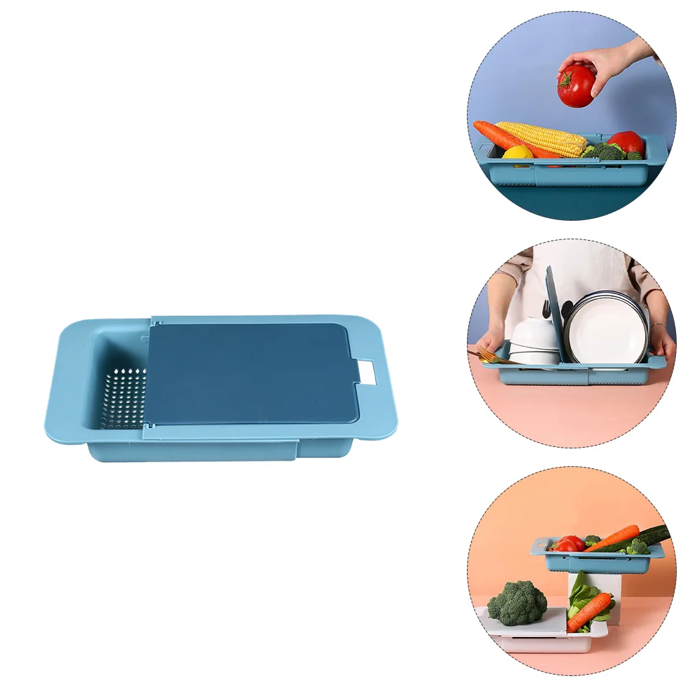 

Portable Sink Drainer Basket Chopping Board Kitchen Filter Spaghetti Retractable Vegetable Drying Home Stainless large