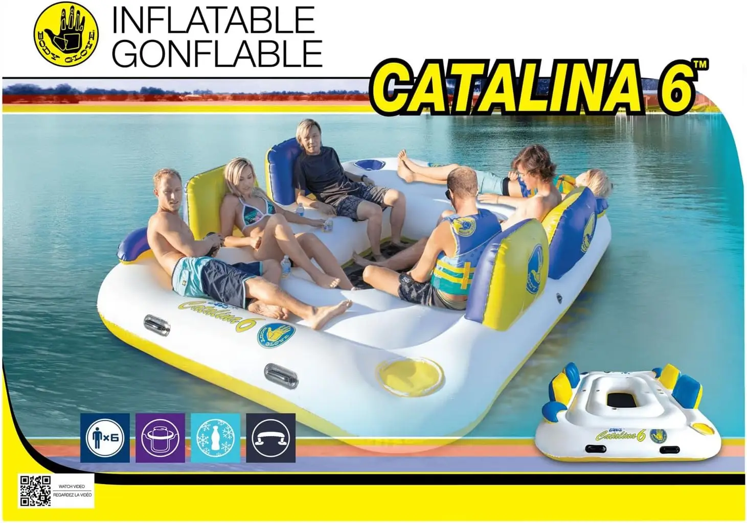

Glove Six Person Inflatable Floating Catalina Island with Bluetooth Speaker, 2 Coolers & 6 Drink Holders
