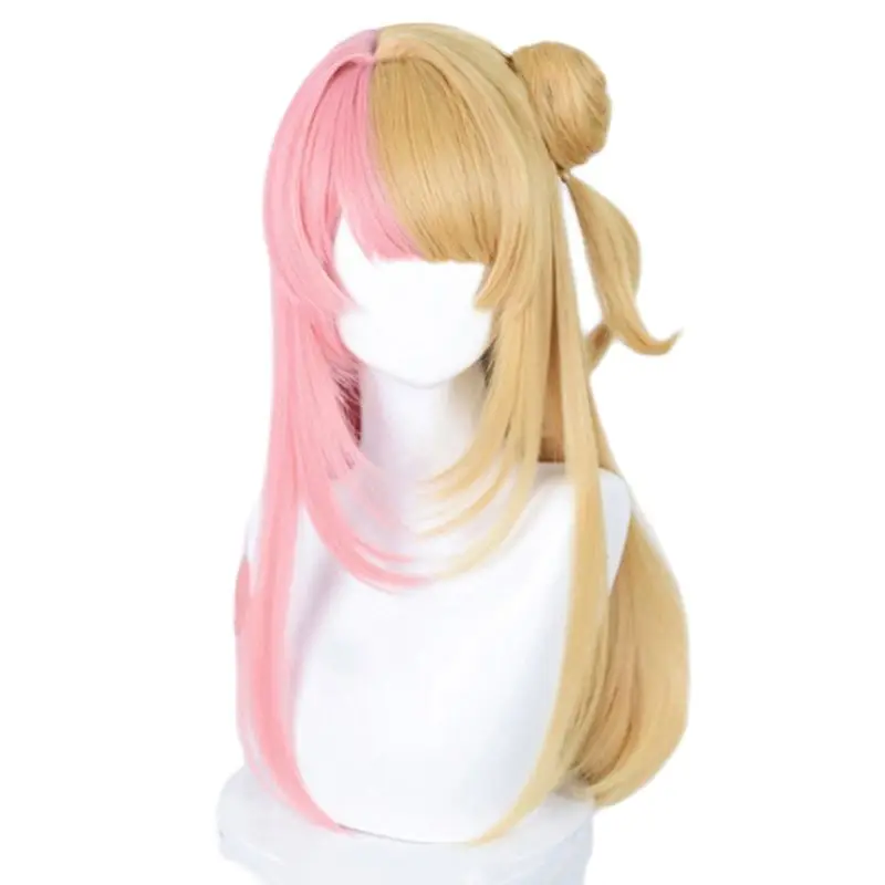 

Vtuber NIJISANJI Kotoka Torahime Cosplay Wig Kotoka Torahime Pink Yellow Double Color Wig Heat Resistant Hair Halloween Party Wi