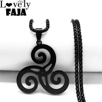 goth triquetra triskelion triskele necklace stainless steel celtic knot necklaces amulet irish knots jewelry teen wolf n7067s03