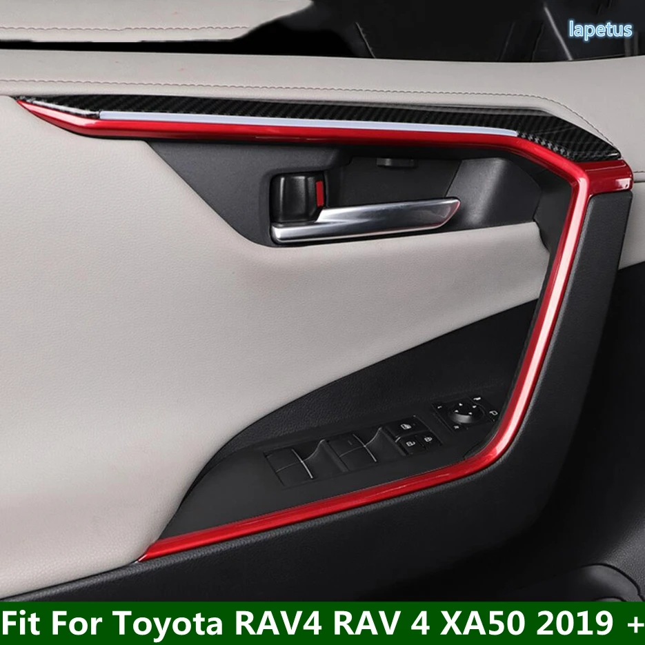 

Автомобильные аксессуары, внутренняя дверная ручка, подлокотник, декоративная полоса, Накладка для Toyota RAV4 RAV 4 XA50 2019-2023, красное/углеродное волокно