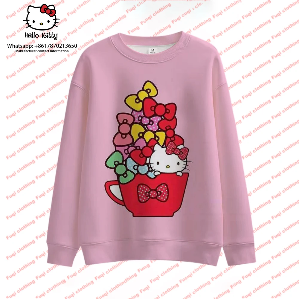 

Женская толстовка с капюшоном Hello Kitty, верхняя одежда, модная Осенняя толстовка, свитшот для матери и ребенка, Повседневная модная Толстовка для девочек и подростков