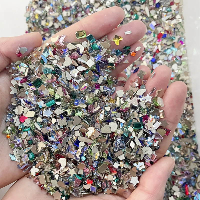 Mini Mix Shape Beautiful Bright 18 Color Flat Back Nail Art Rhinestone Glass Apply To DIY Manicure Diamonds Accessories Crystal