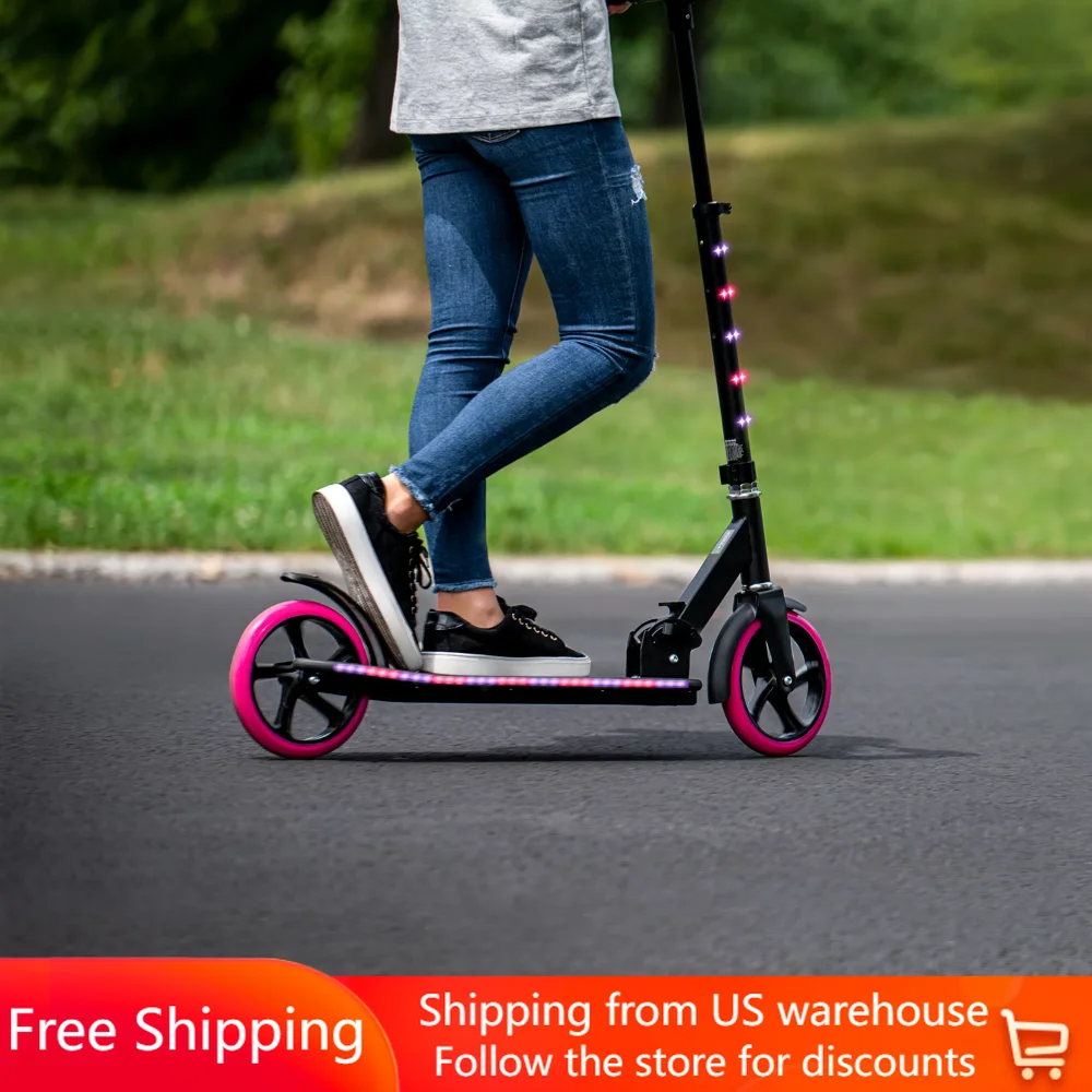 

Lighted Folding Kids Scooter for 8 Years and Smaller Pink Free Shipping Kickboard Children Freestyle Kick Scooter Scoot and Ride