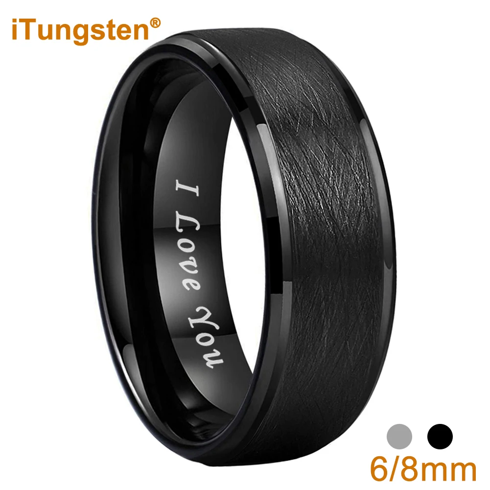 

iTungsten 6mm 8mm Tungsten Carbide Ring for Men Women Engagement Wedding Band Trendy Jewelry Special Brushed Finish Comfort Fit