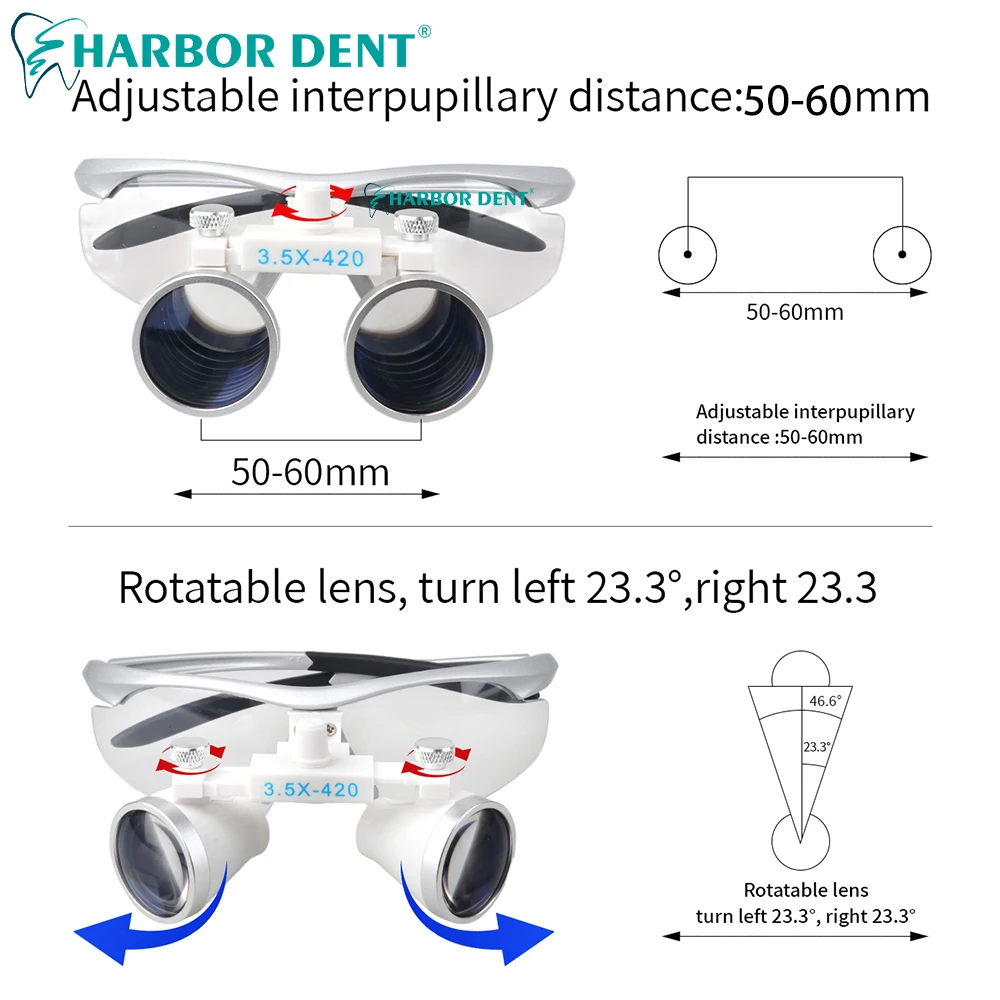 Стоматологическая бинокулярная лупа ультралегкие оптические лупы 320-420 мм