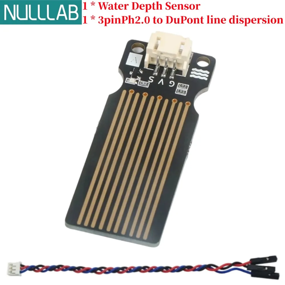 Фото Датчик глубины воды с аналоговым выходом, интерфейс PH2.0 для Arduino, ESP32, Microbit, Raspberry Pi, высокоточный, погружной, IP68, 0-3.3В №2