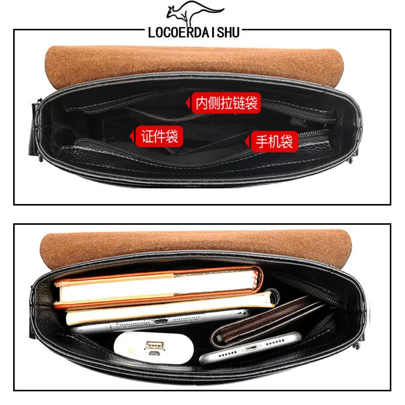 Men Crossbody Messenger Bags Business Casual Handbag Male Leather Shoulder Bag Large Capacity waterproof PU Crossbody Bag