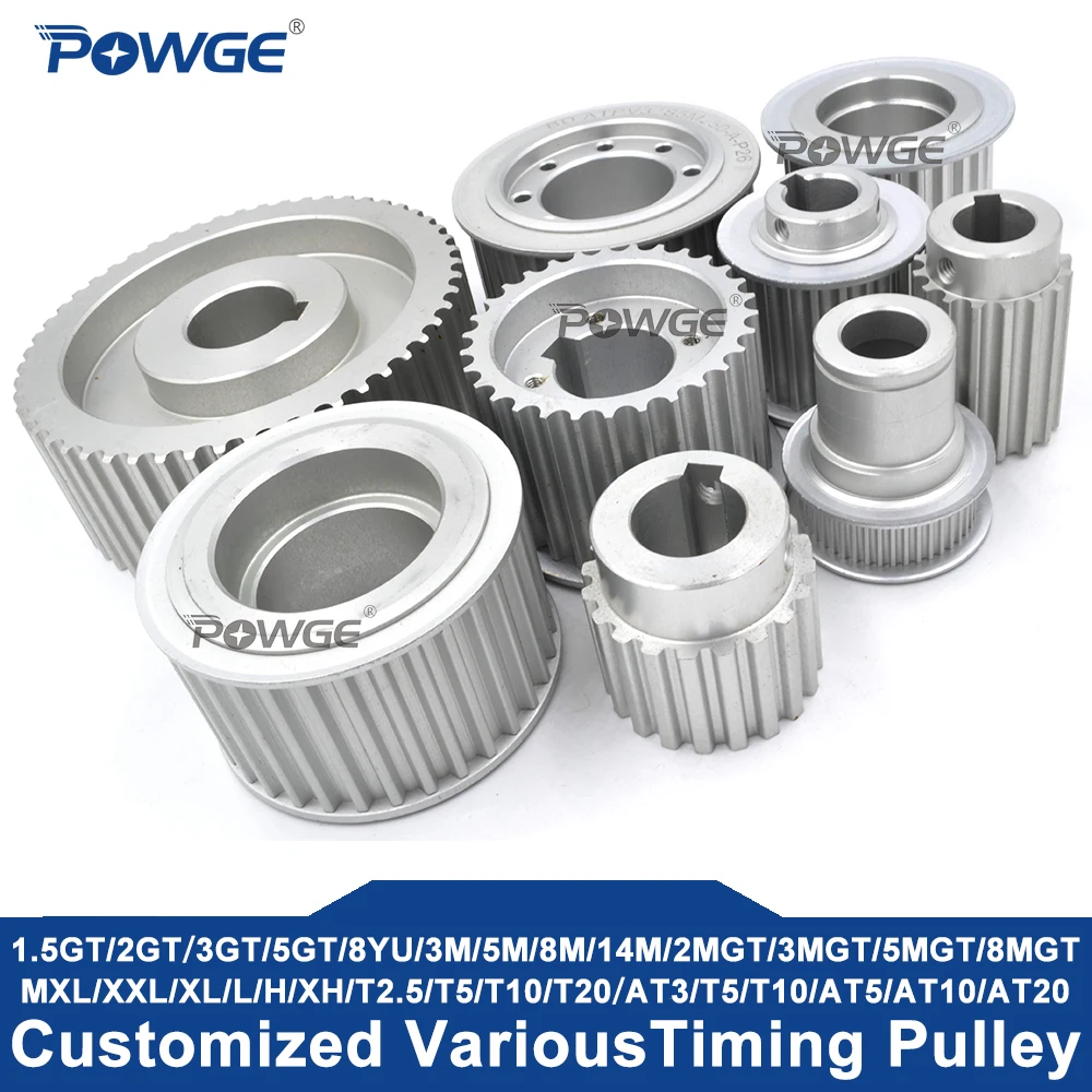 

POWGE Зубчатые шкивы MXL XL XXL L H T2.5 T5 T10 3M 5M 8M 14M 1.5GT 2GT 3GT 5GT 8YU 2MGT 3MGT 5MGT 8MGT 14MGT S8M