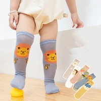 3pairs packspring and summer thin mesh baby mid tube socks infant childrens socks without heel cartoon anti mosquito socks 0 8y