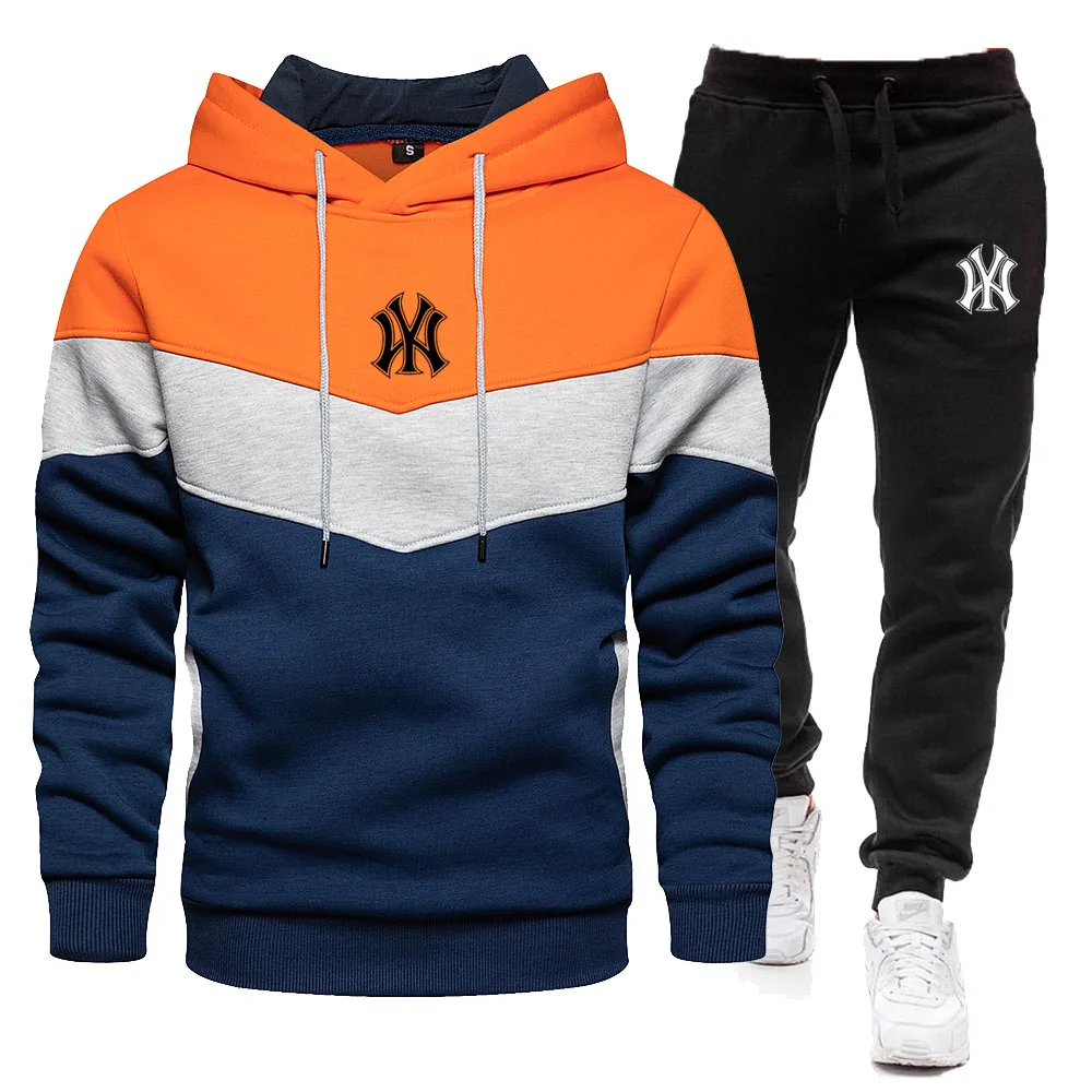 

New in men's sets Autumn and winter men's hoodie set casual warm sports sweater brand pullover jogging pants 2piece set| |