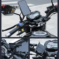 vmonv universal metal chargable motorcycle rearview mirror cell phone holder stand smartphone handlebar bike moto mount holder