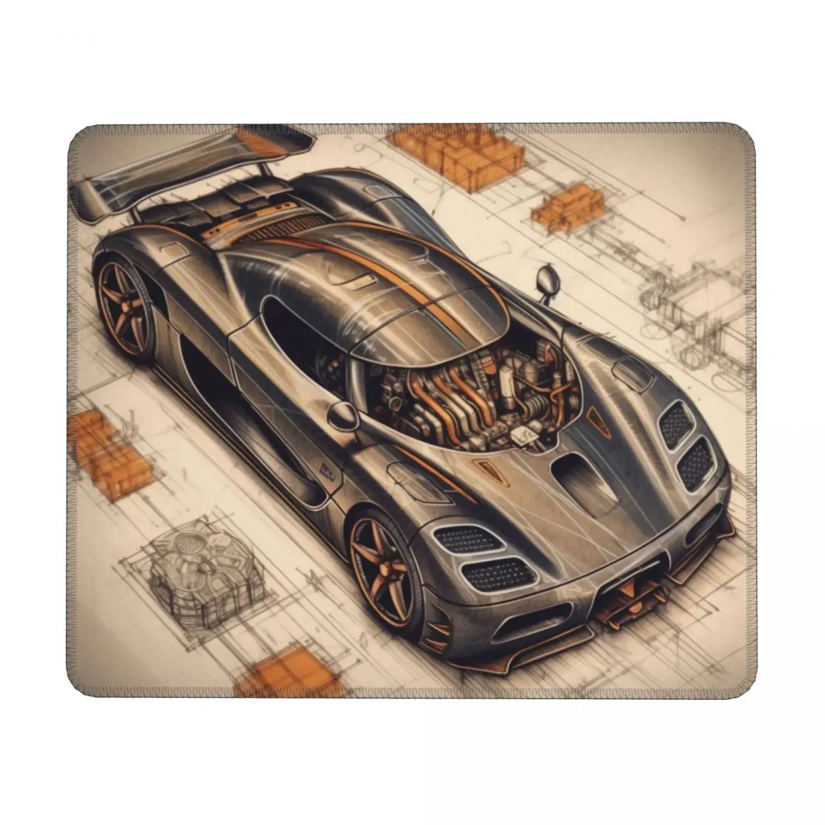 Drawing Schematics Rubber Office Mousepad Anti-slip Vintage Quality Mouse Pads