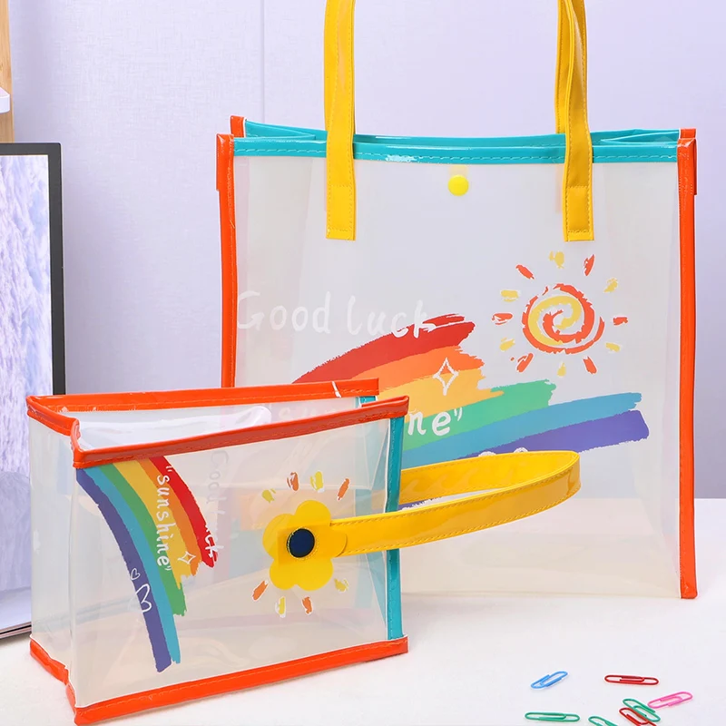 Прозрачная вместительная сумка женская водонепроницаемая ПВХ пластиковые