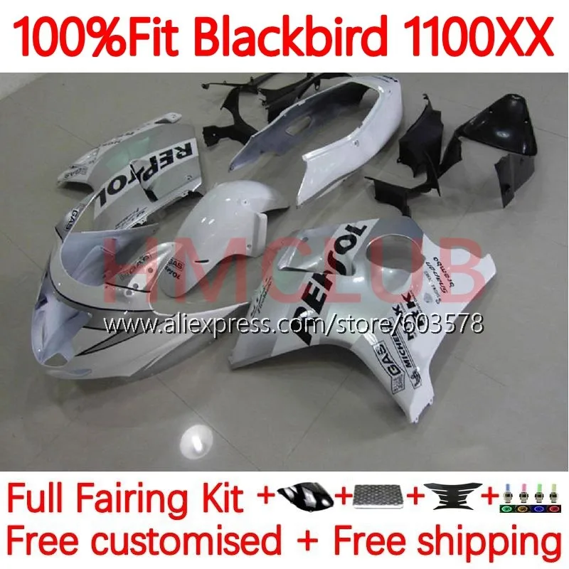 

Blackbird для HONDA Repsol White CBR1100XX CBR1100 CBR 1100 XX 1996 1997 1998 1999 2000 02 03 04 05 06 07 обтекатель 108No.17