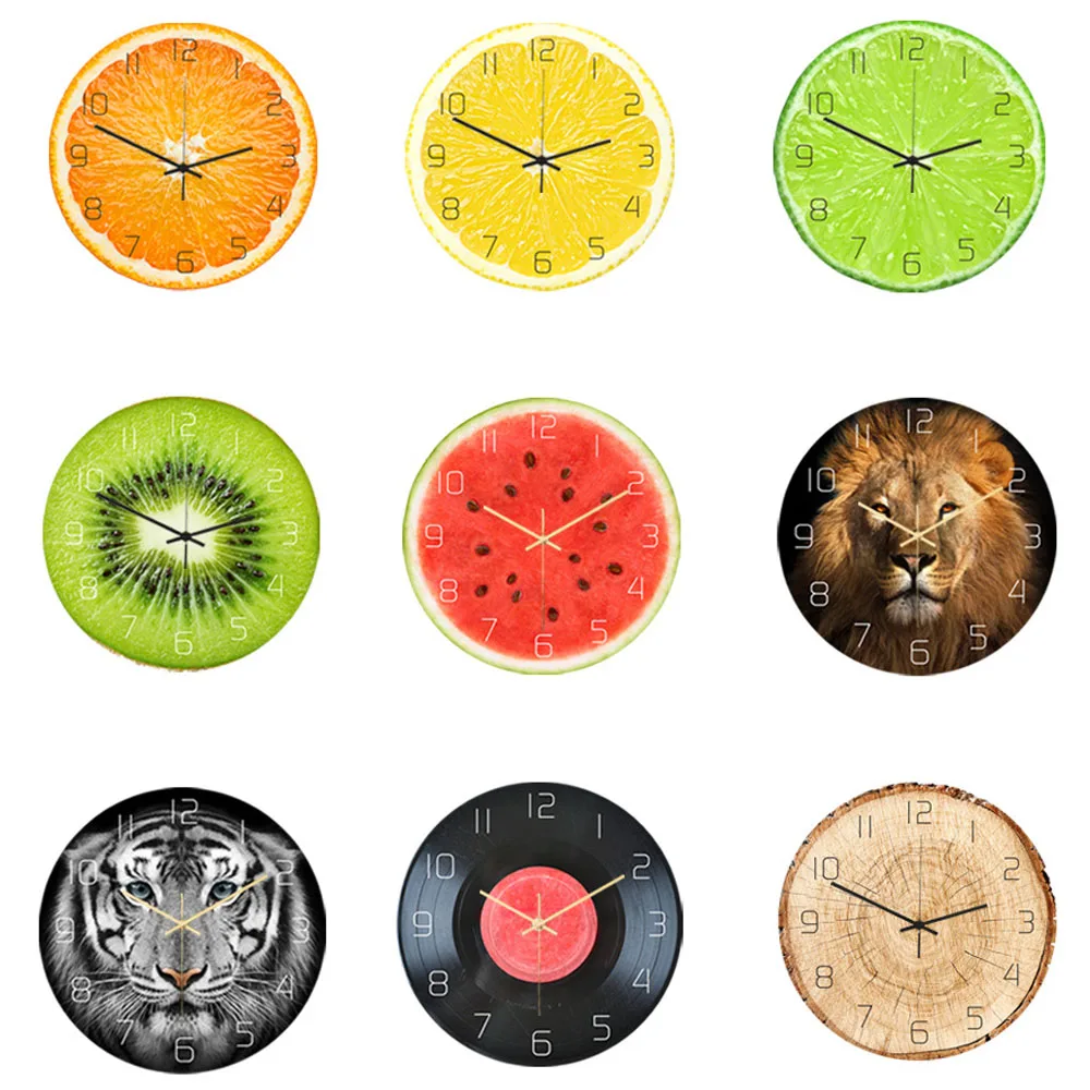 

Creative Wall Clock Fruit Animal Wall Clock Acrylic UV Print Clock Living Room Decoration