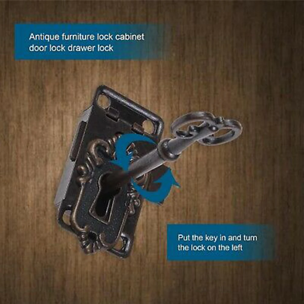 С ключом детали замка ящика 2 комплекта аксессуары из матали + цинкового сплава