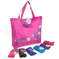 women foldable handbag large capacity portable casual floral environmental shopping bag colorful all match buckle shopping bag