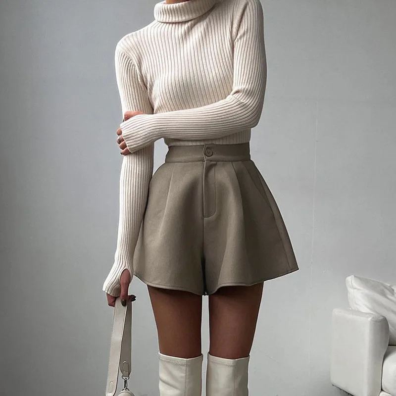 Youngkin Women Casual Hot Shorts Pleated High Waist Wide Leg Solid Vintage Summer Fashion Streetwear Elegant Suit Shorts 2023