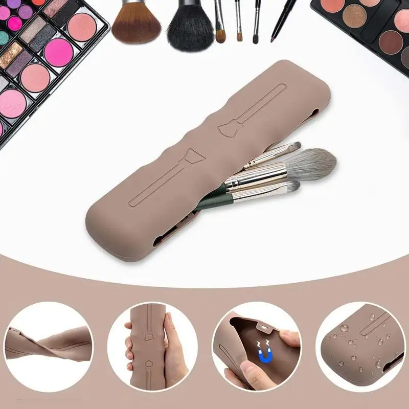 

Косметическая щетка для путешествий, искусственная силиконовая Косметическая щетка, портативный органайзер для косметики с магнитной зас...