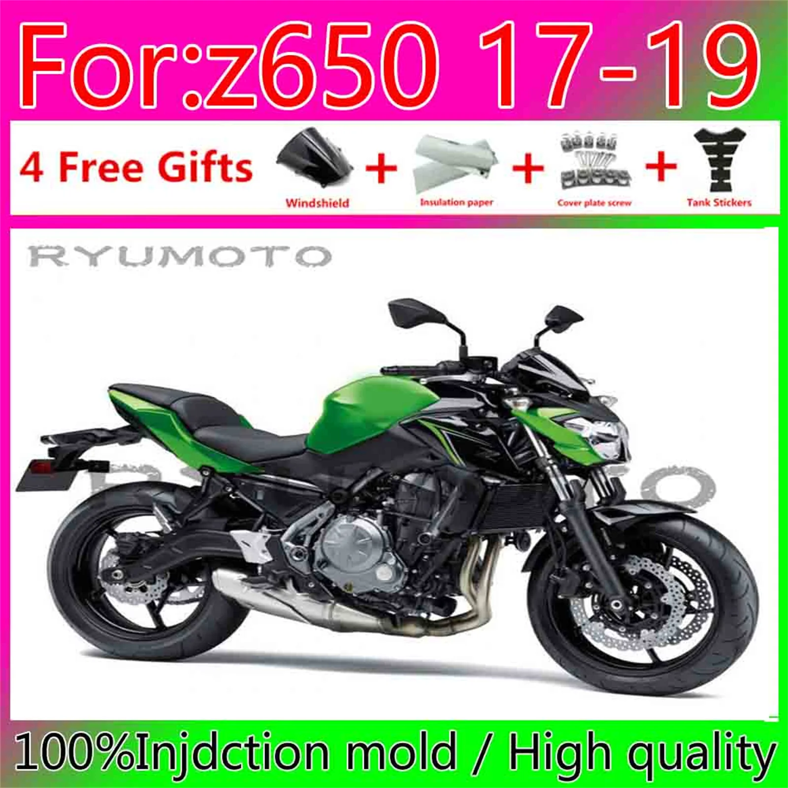 

ABS Injection Whole Fairings Kit Fit For Kawasaki z650 17 19 z650 kawasaki 17-19 Bodywork Fairing green