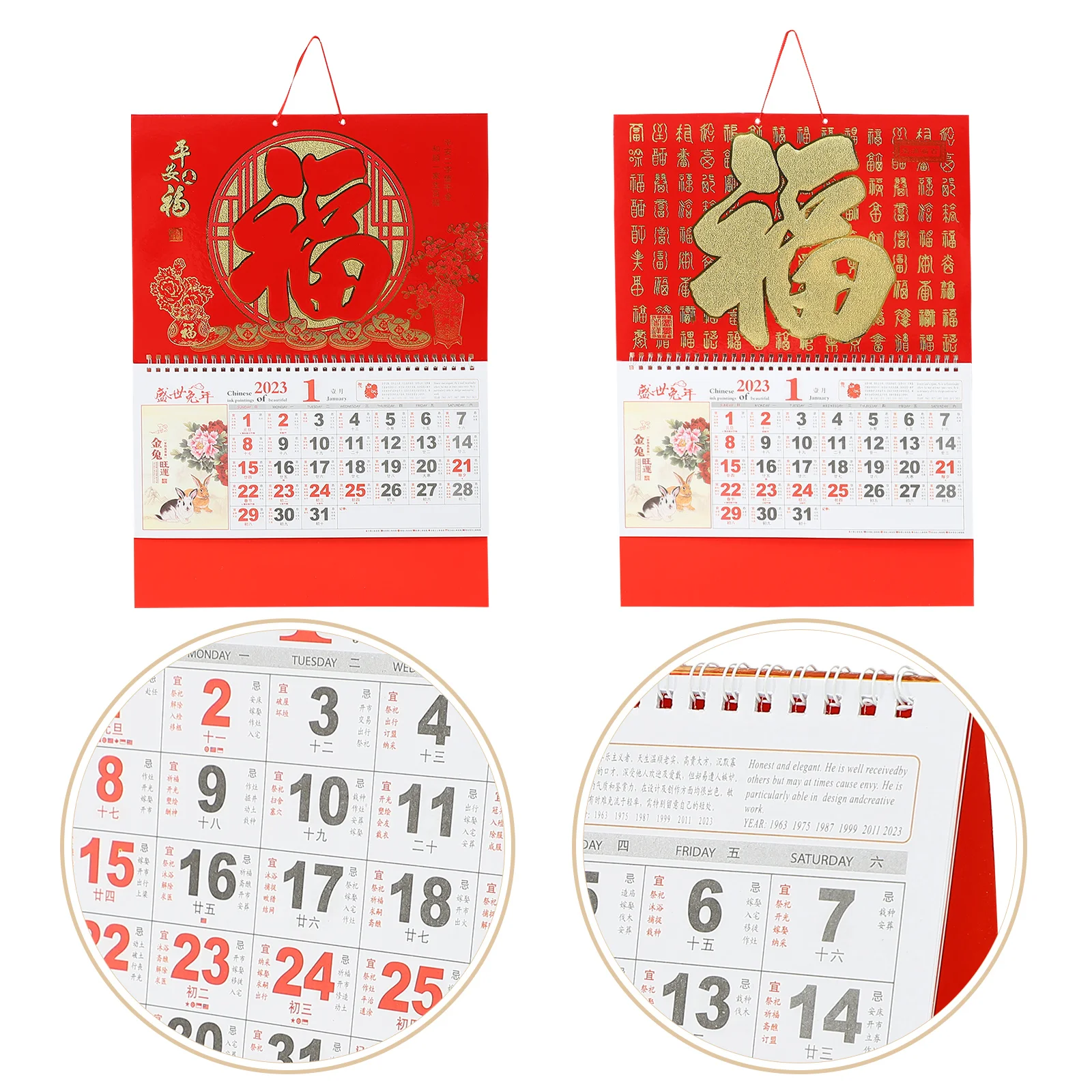 

Calendar Chinese Wall Year Lunar Desk Rabbit New Planner Hanging 2023 Daily Calendars Zodiac Traditional The Monthly Moon Bunny