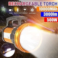 outdoor waterproof powerful led flashlight spotlights portable searchlight usb rechargeable lantern long range for camping