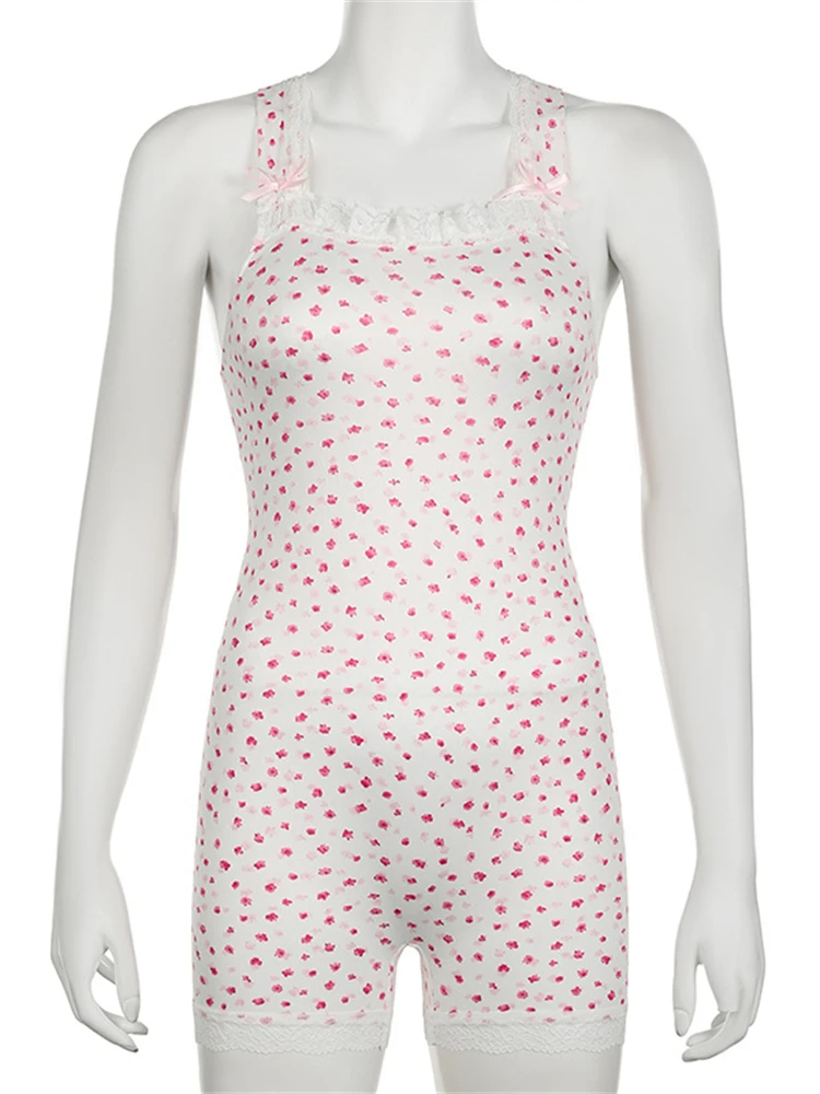 Absobe кружевной бант лоскутный комбинезон с цветочным принтом женский квадратным