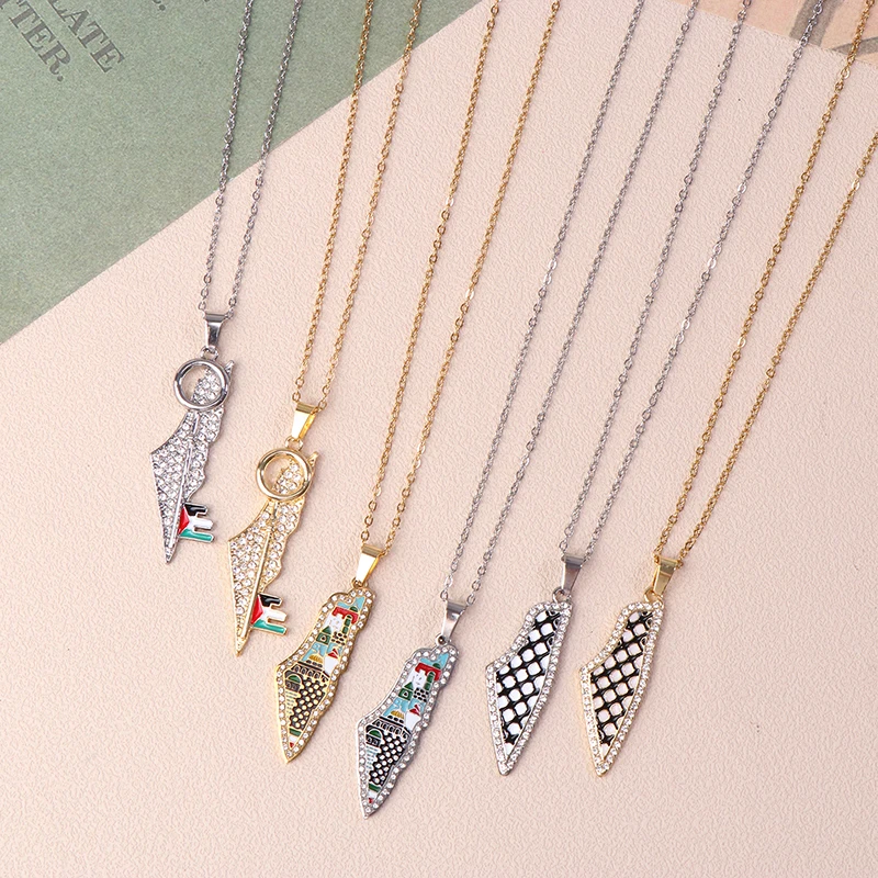 Ожерелье с кулоном в виде мечети Аль Акса из нержавеющей стали позолоченное 18