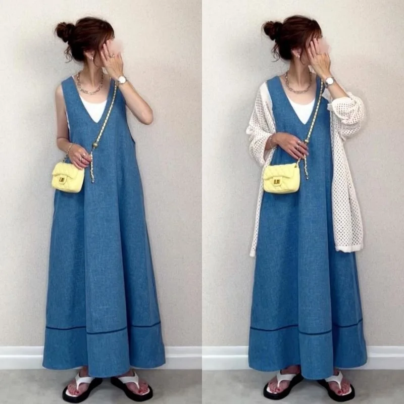 

Женское платье без рукавов, Элегантное повседневное платье составного кроя с V-образным вырезом и шнуровкой, лето 2022