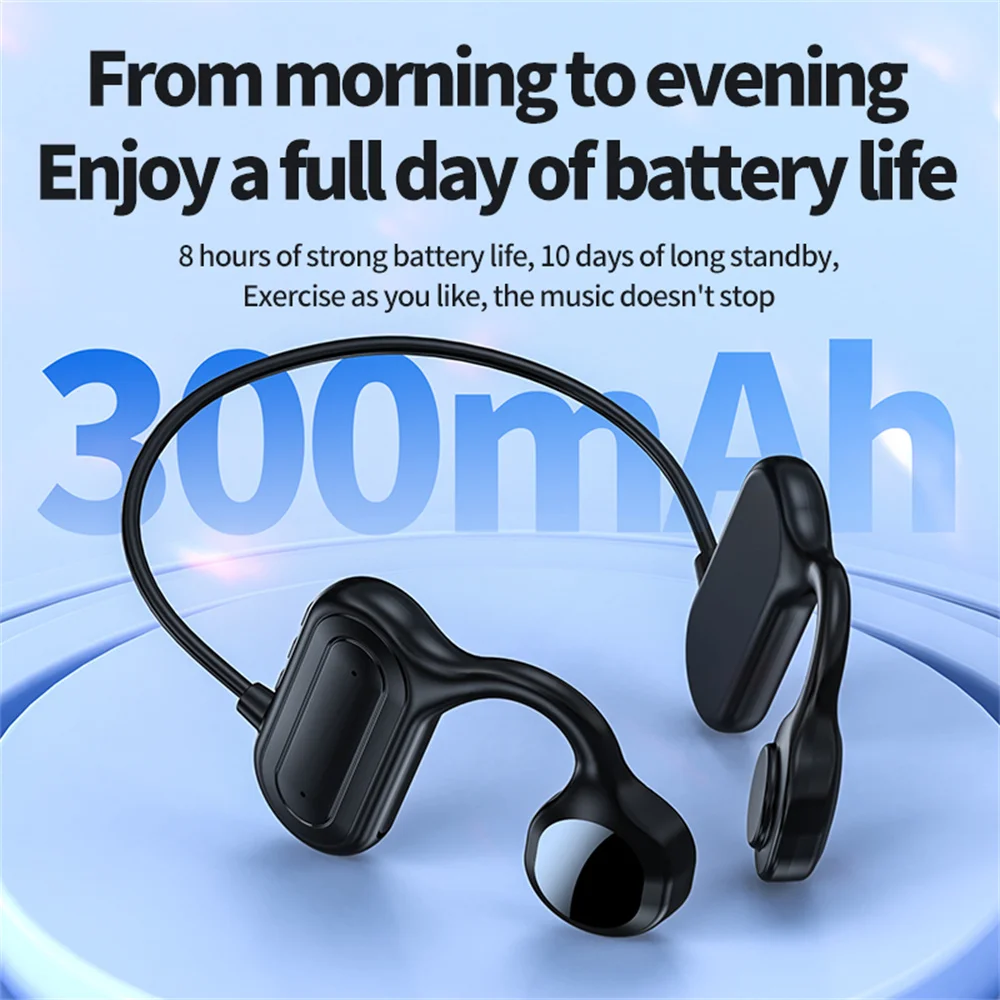 

Новая спортивная беспроводная гарнитура BT 5,0 с костной проводимостью, водонепроницаемая шумоподавляющая гарнитура с креплением на ухо, под...