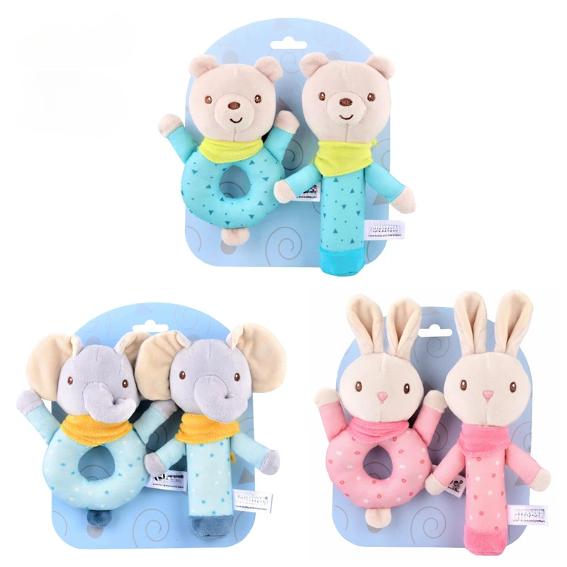

Cute Baby Crib Stroller Toy Rabbit Bunny Bear Soft Plush infant Doll Mobile Bed Pram kid Animal Hanging Ring Ring Color Random