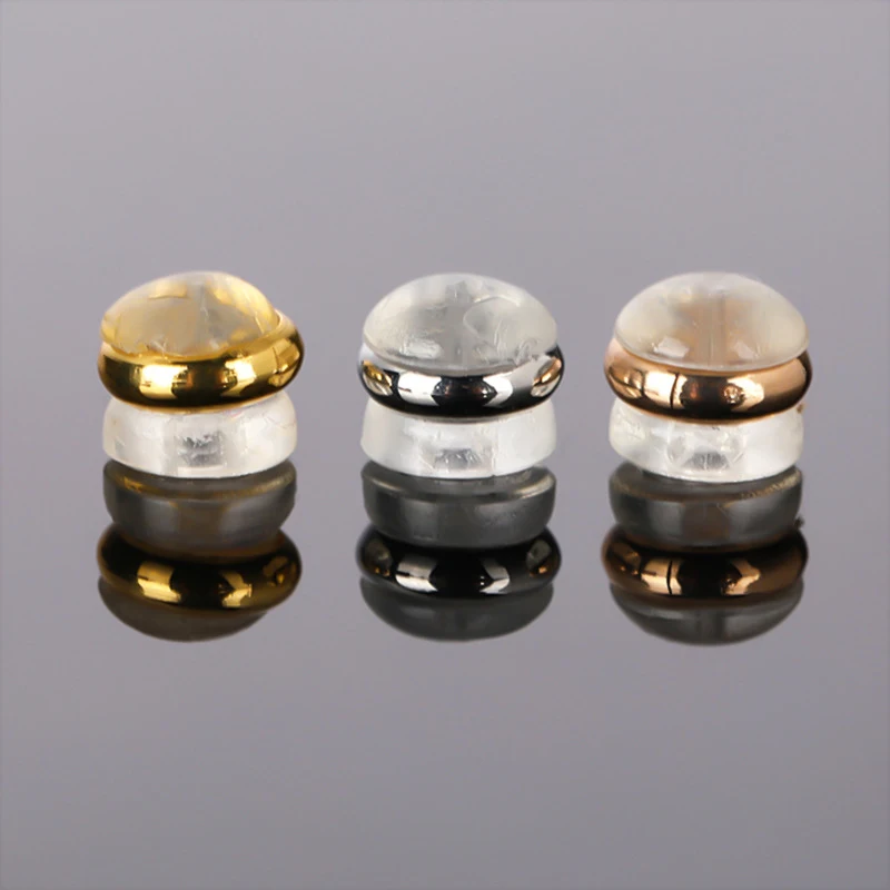 

20pcs/lot Round Silicone Protection Copper Plating Earrings Stoppers Back Fadeless Ear Findings Beads For Making Earrings Caps