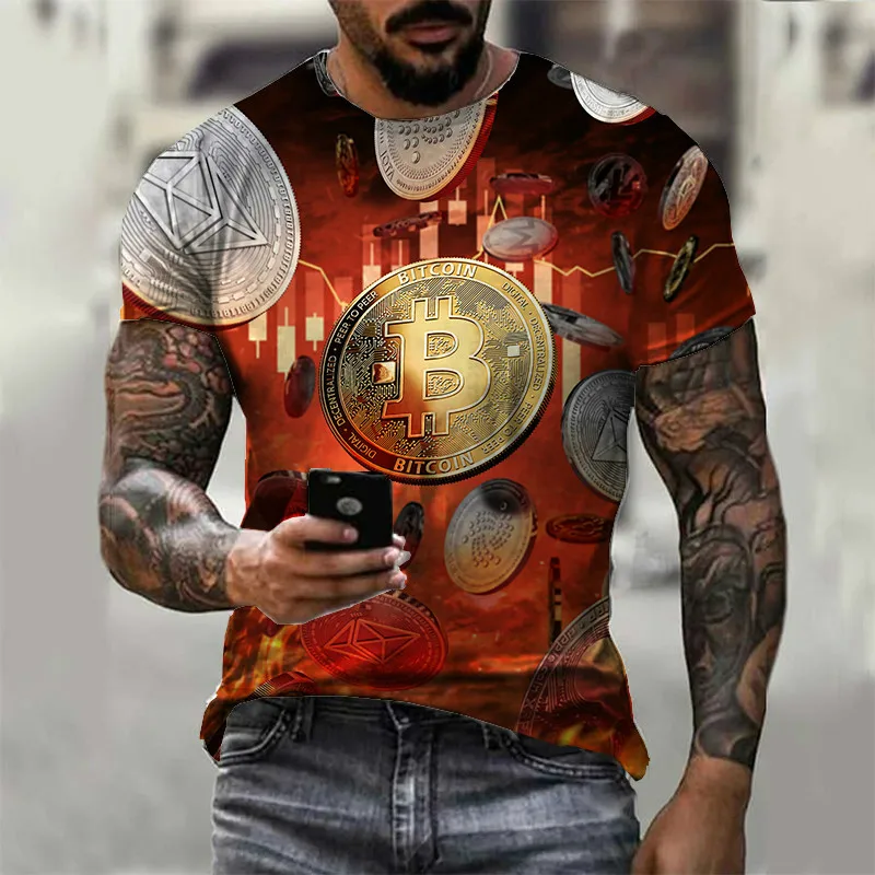 

2022 Summer New T-shirt Letter 3D digital print men's street style top