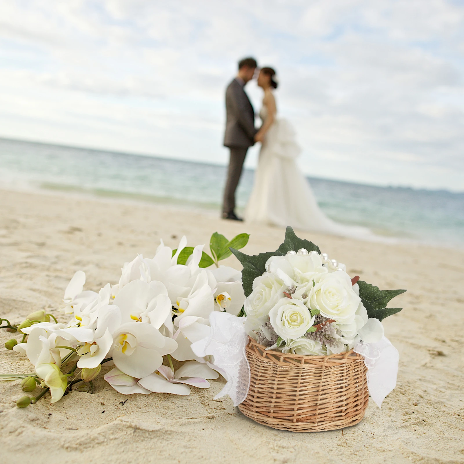 Корзина для цветов с жемчужинами подружки невесты