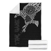 viking raven tattoos sherpa 3d printed sherpa blanket on bed home textiles dreamlike home accessories style 1