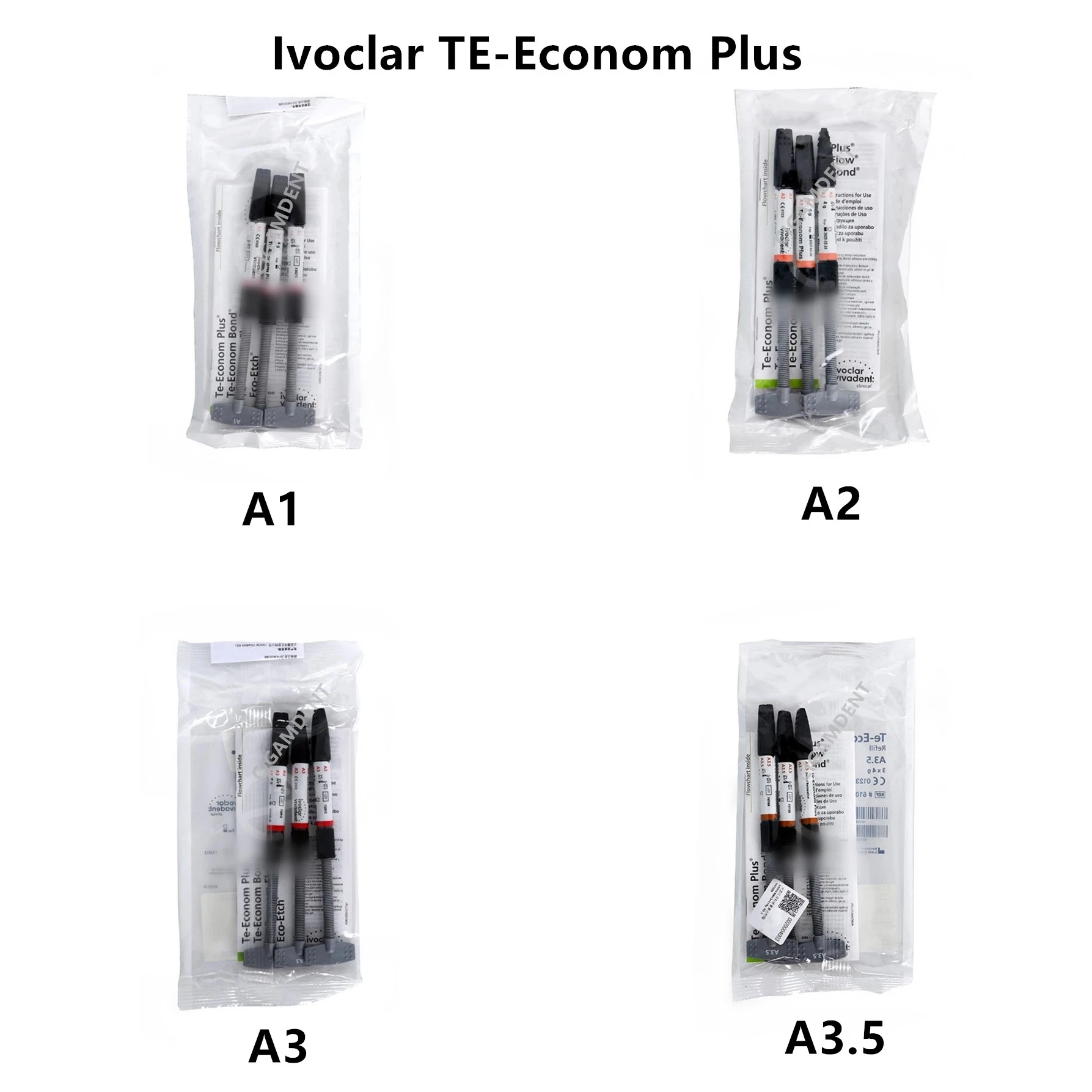 

1Kit Ivoclar Vivadent TE-Econom Plus Dental Composite Resin Light Cure A1 A2 A3 A3.5 Shade 4g/Syringe