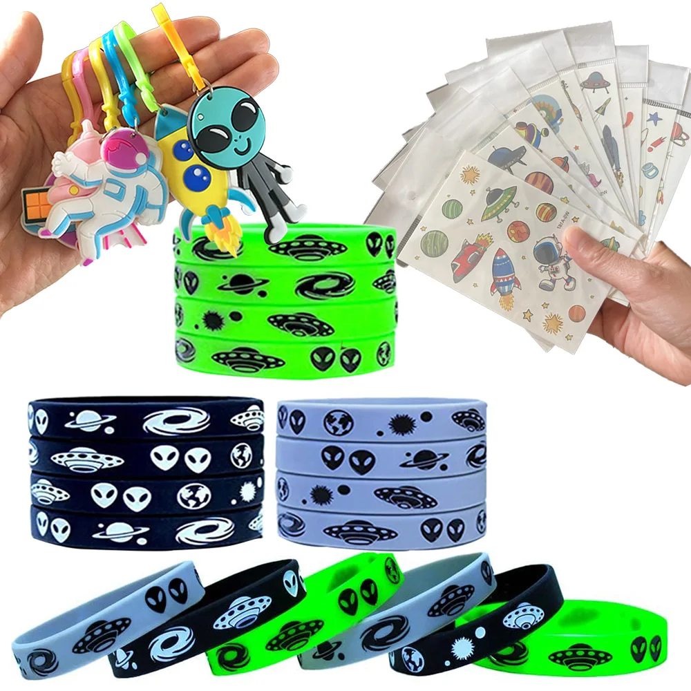 

Outer Space Bracelets Silicone Wristbands Space Keychains Goodie Bag Fillers Galaxy Birthday Party Supplies Classroom Rewards