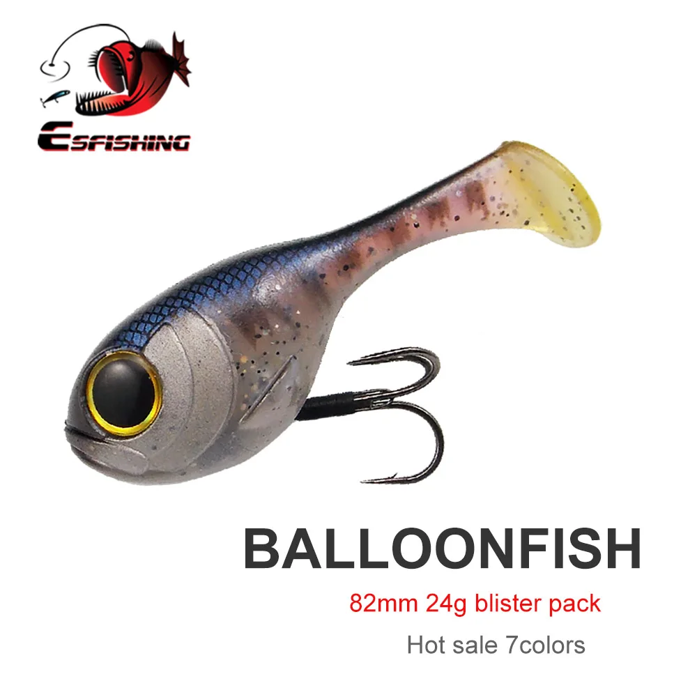 ESFISHING Balloonfish 82mm24g 1pcs Hot Sale Silicone Soft Bait Deraball with Quality Hook Pesca Artificial Fishing Lure Tackle