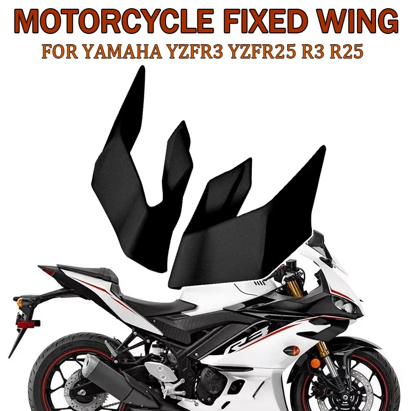 

Motorcycle Fixed Wind Wing For Yamaha YZF-R3 YZF-R25 R3 R25 2019 2020 2021 2022 Aerodynamic Winglets Windshield Fairing Black