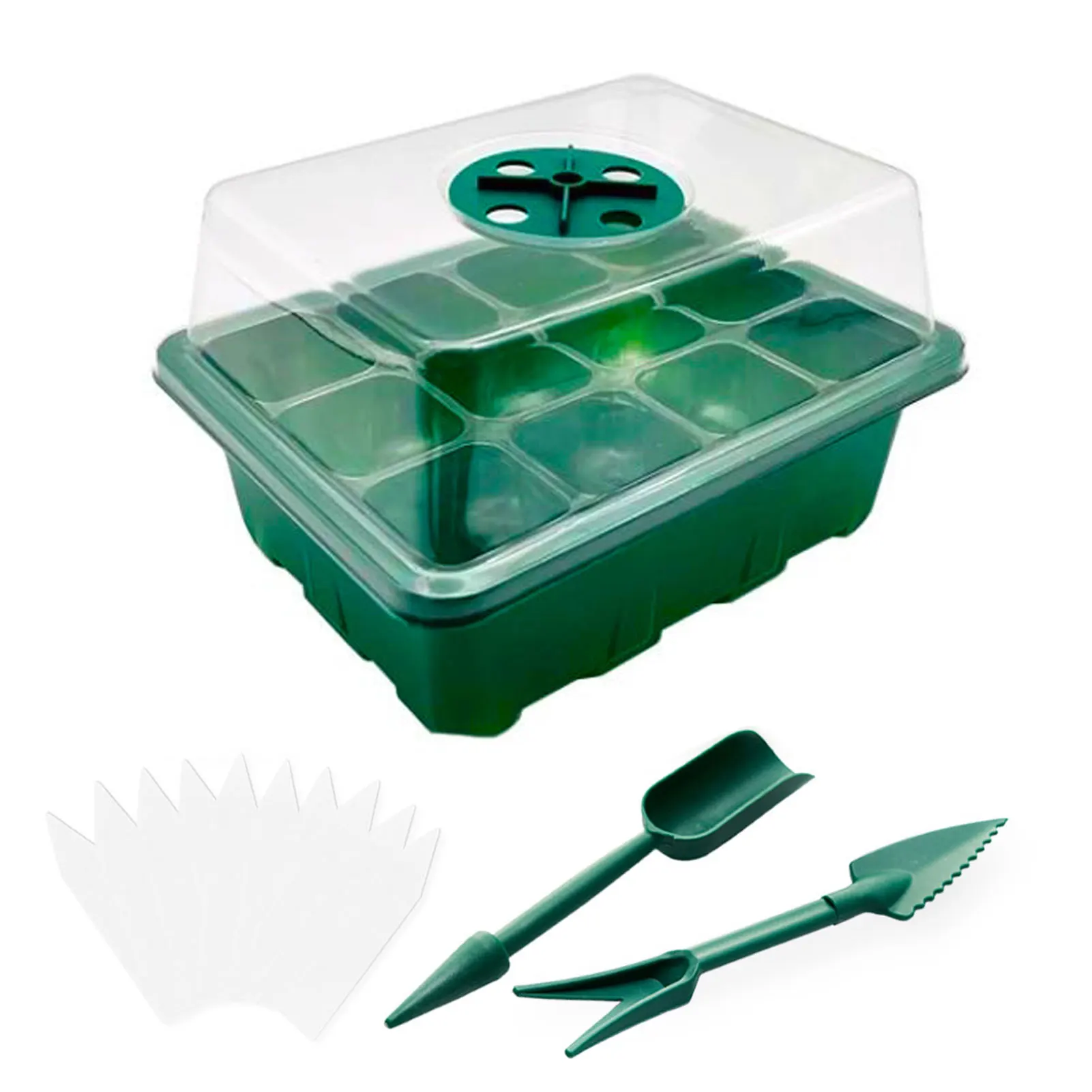 

5-Pack Seed Starting Tray Seedling Starter With Grow Light Adjustable Humidity Greenhouse Mini Propagator Station Nursery Tray